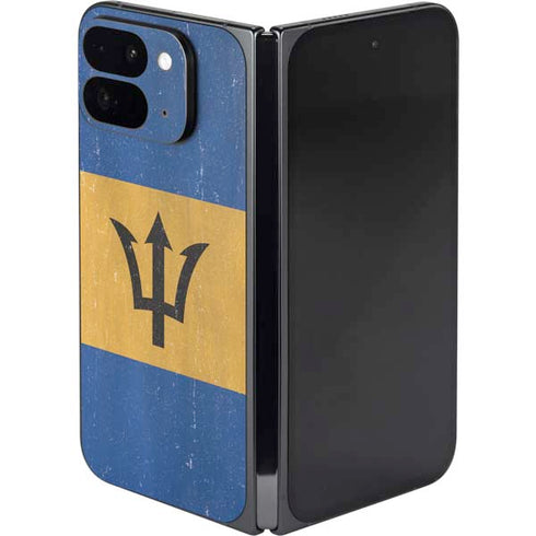 Barbados Flag Distressed Google Pixel 9 Pro Fold Skin